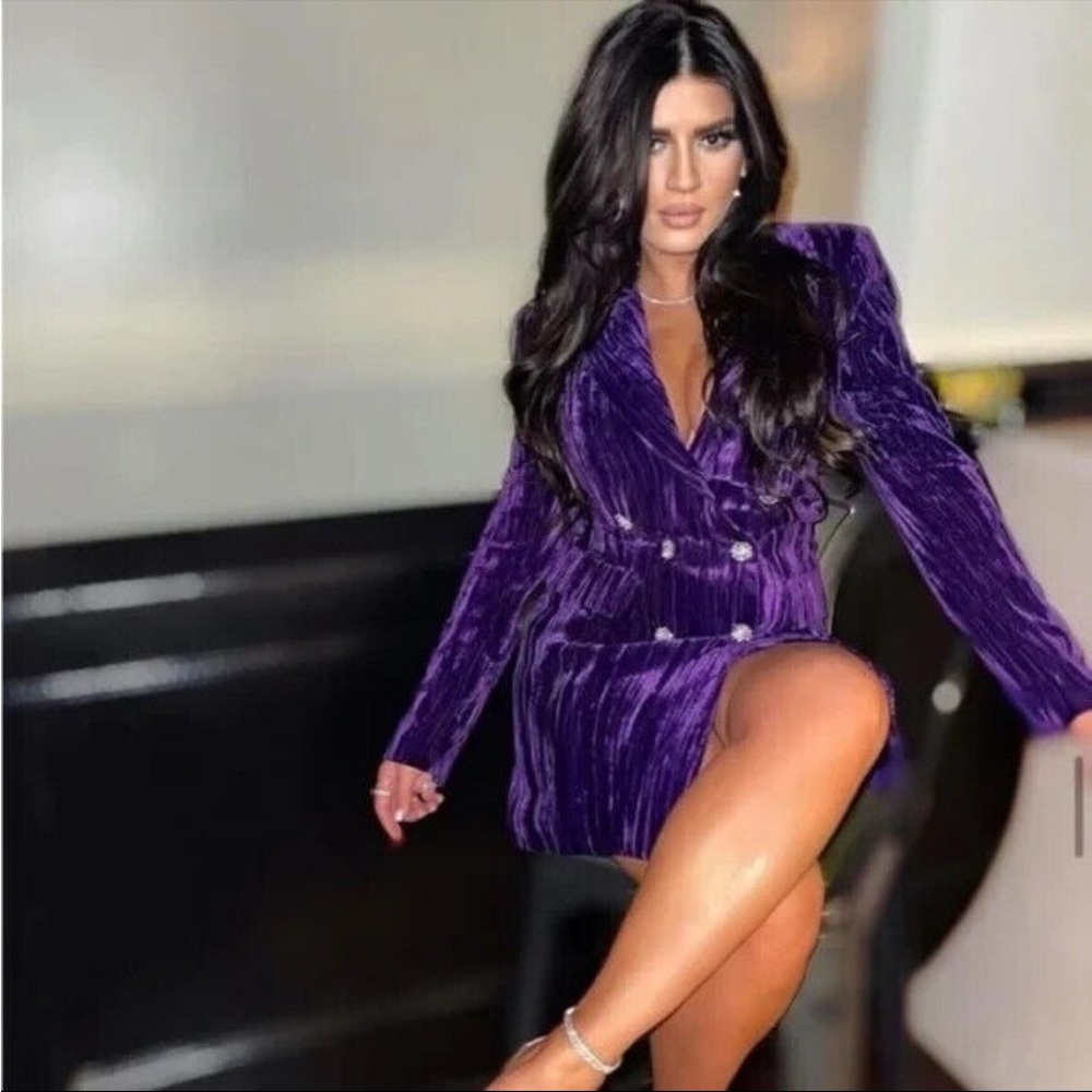 SOLD ! Zara | crushed velvet purple Blazer Dress